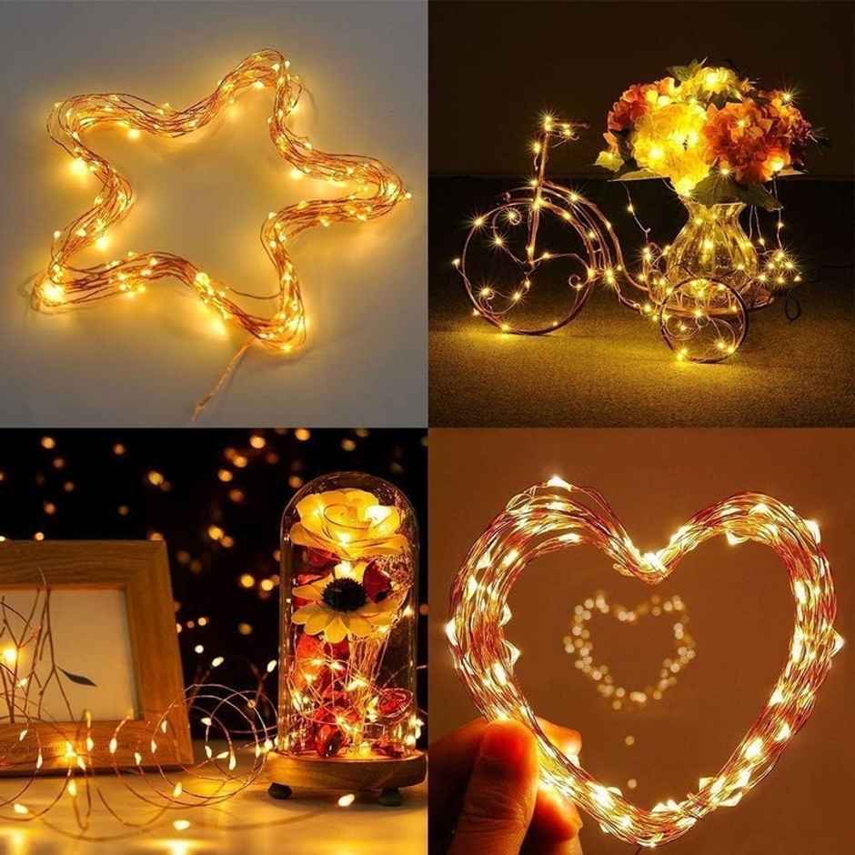 Desidiya 3AA Battery Powered Copper String Decorative LED Fairy Lights |Warm White | 10 m | 100 LEDs
