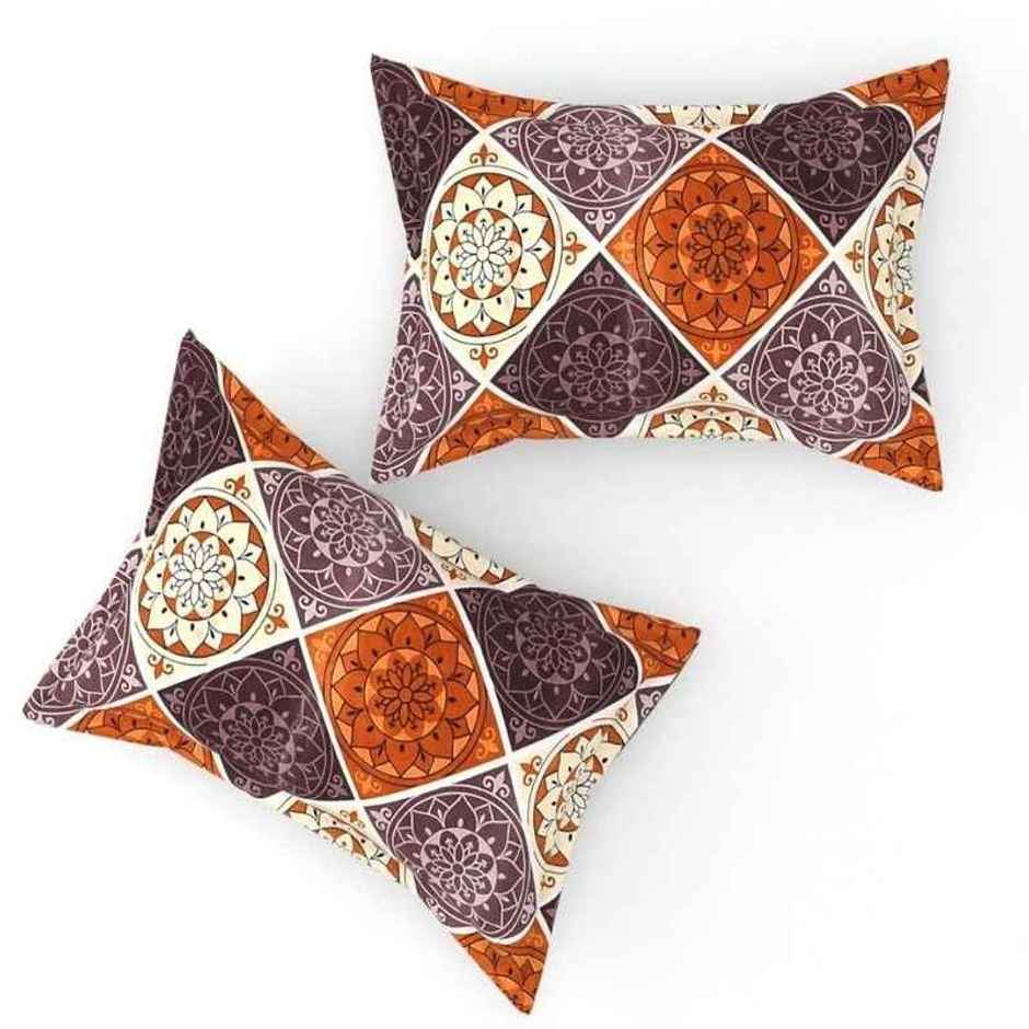 Swadeshi Style Elastic Fitted Double Floral Bedsheet, 2 Pillow Covers | Multicolour | 85 x 87 in