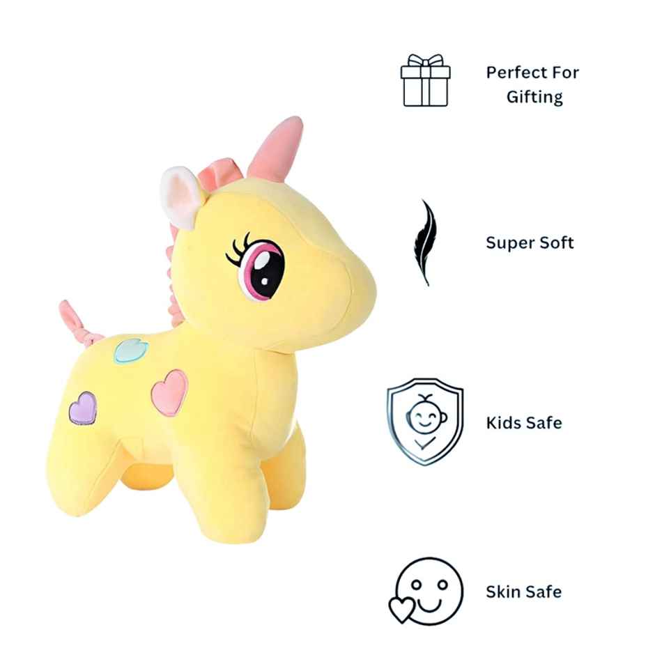 Fablue Unicorn Teddy Bear Plush Soft Toy Animal Baby Boys & Girls | Yellow - 25 cm
