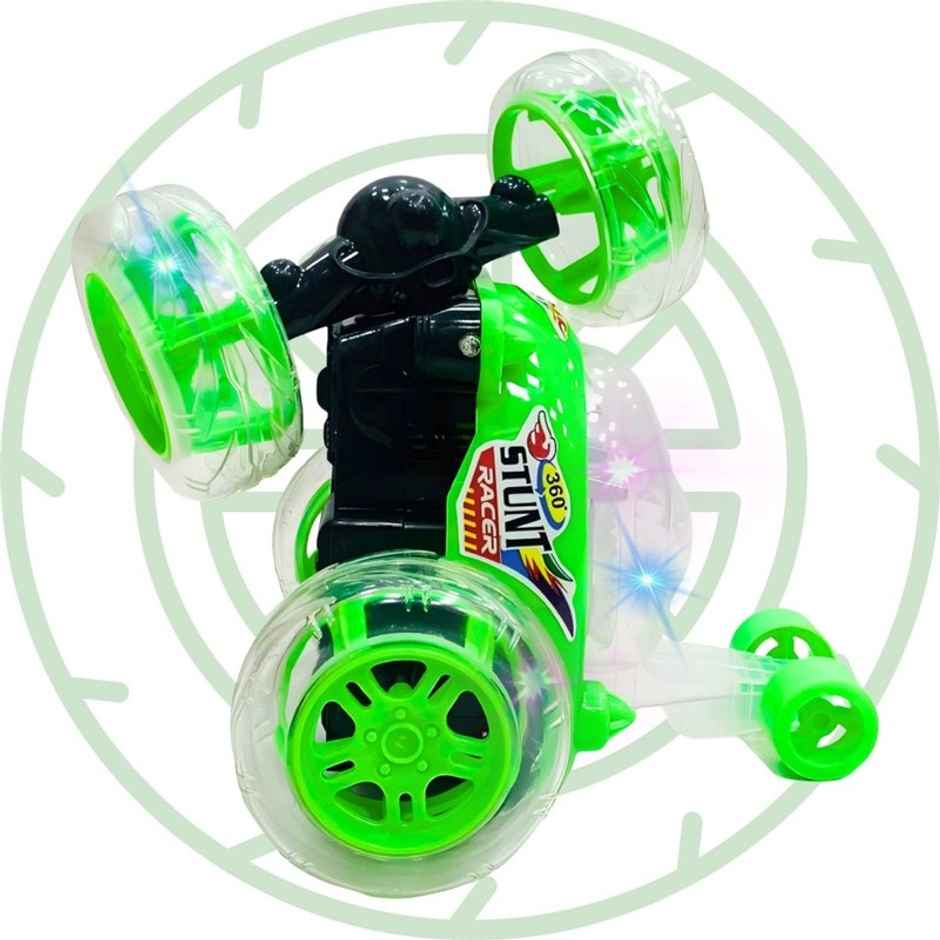 Fablue Rotating Rolling Remote Control Car for Kids - 360 Degree Rotating Car Toy for Kids - Green