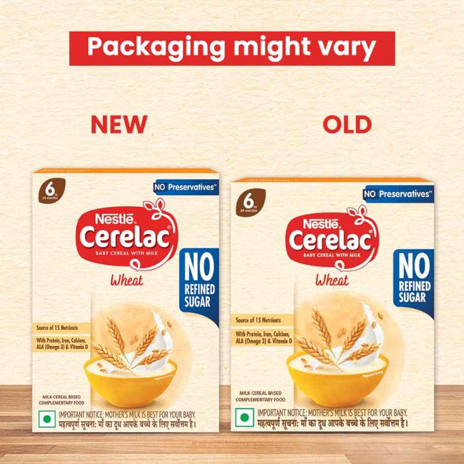 Nestle CERELAC Wheat Baby Food Cereal, No Refined Sugar & No Preservatives