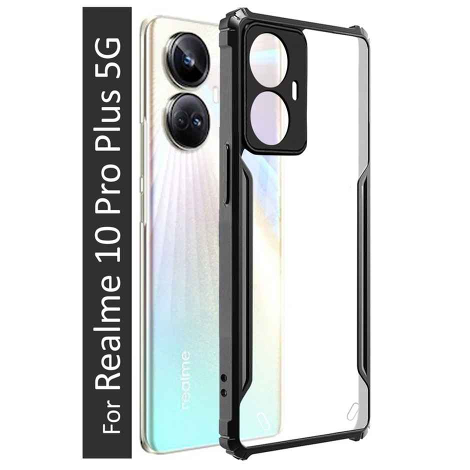 Kwine Case Realme 10 Pro Plus 5G Back Cover - Black Bordered Transparent Case