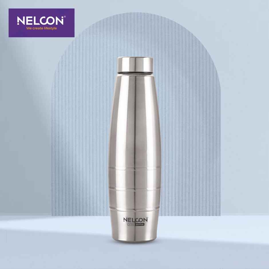 Nelcon Silver Eco Stainless Steel Water Bottle | 700 ml | Food Grade Steel | Silver