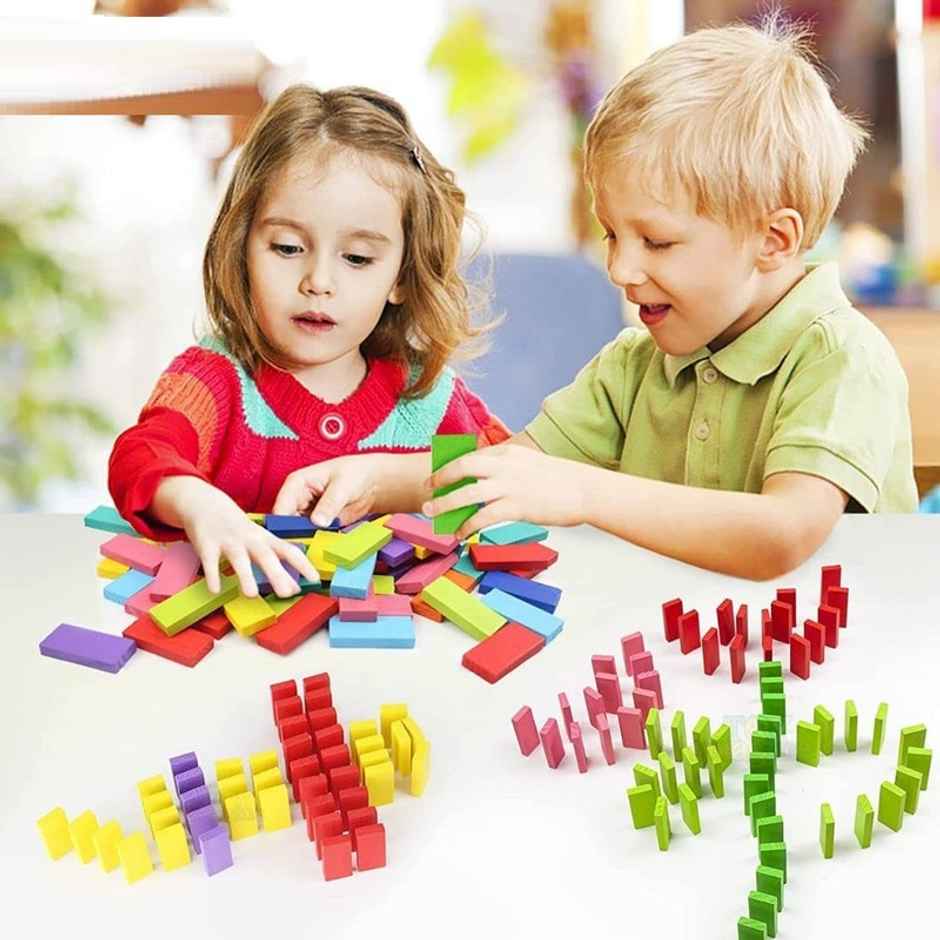 Fablue 100 Pcs Colorful Domino Block Set for Kids - Learning and Educational Toy for Kids 