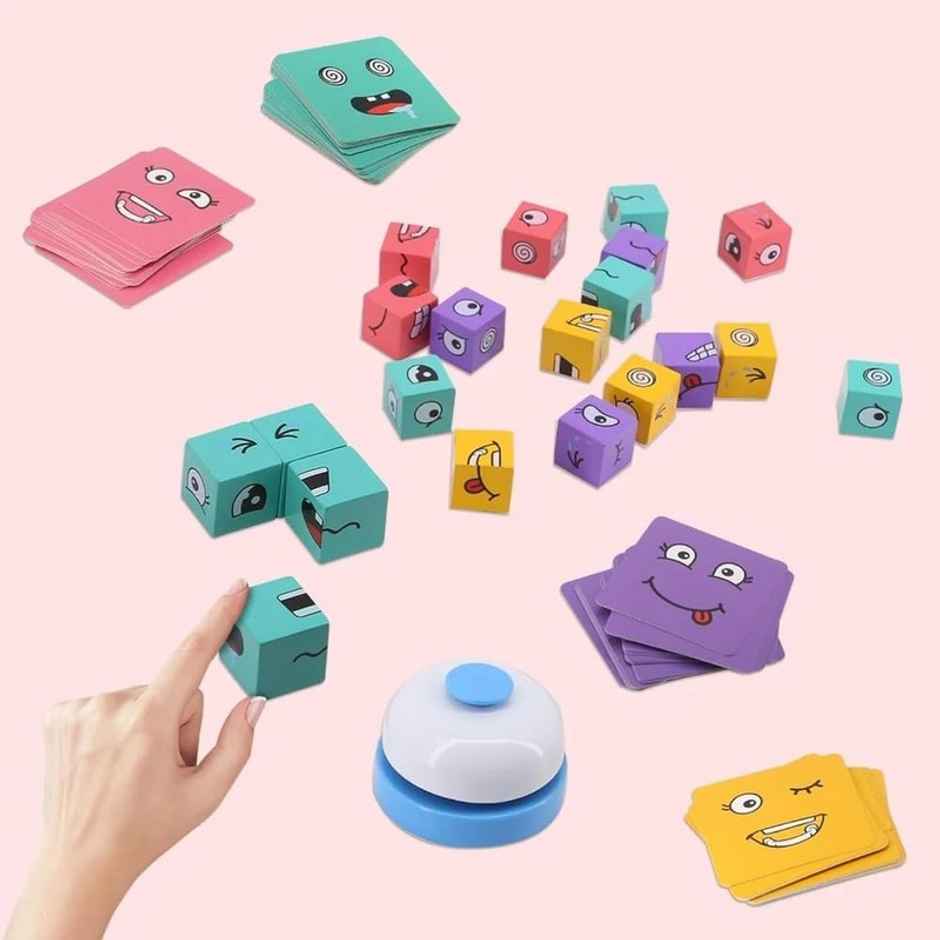 Fablue Face Changing Cube Building Blocks Puzzle Toy - Educational Board Game Toy For Kids