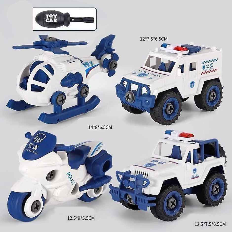 Fablue Police Car Building Blocks Toy for Kids - Cars with Screw Driver Educational Toy