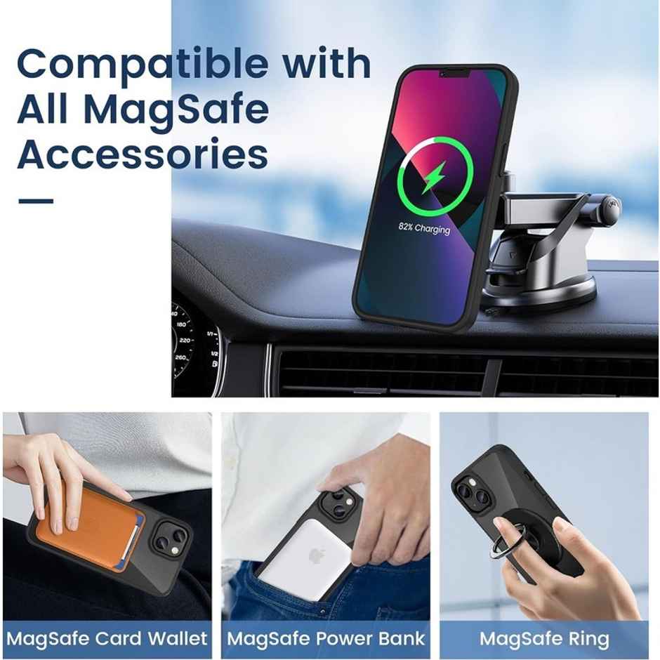 Kwine Case Apple iPhone 14 Pro Back Cover - Magsafe Case - Black