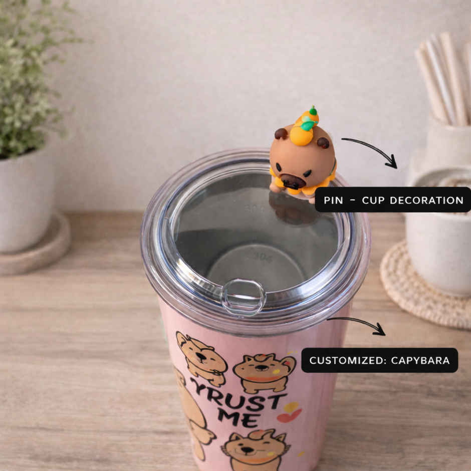 DesignLand Trust Me Vacuum Cup With Straw | Pink | 500 ml