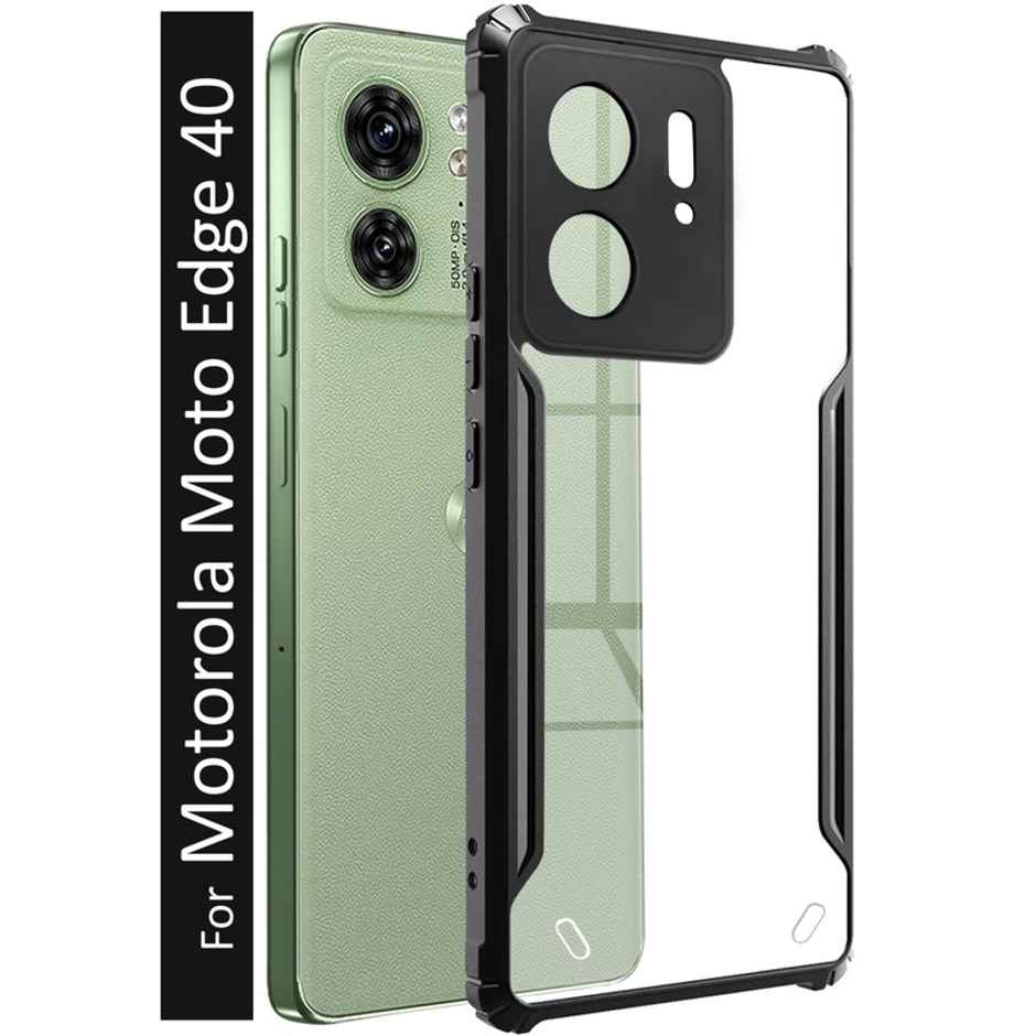 Kwine Case Motorola Moto Edge 50 Back Cover - Black Bordered Transparent Case