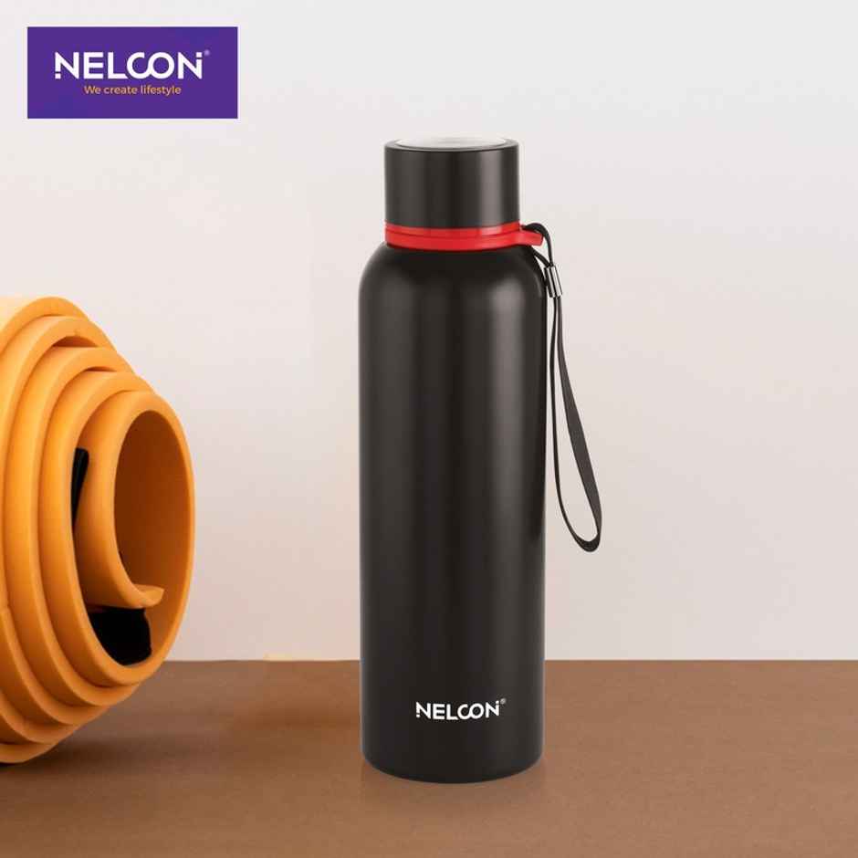 Nelcon Stainless Steel Leo Flask | ISI Certified | Bpa Free | Durable | Leak Proof | 750 ml | Black