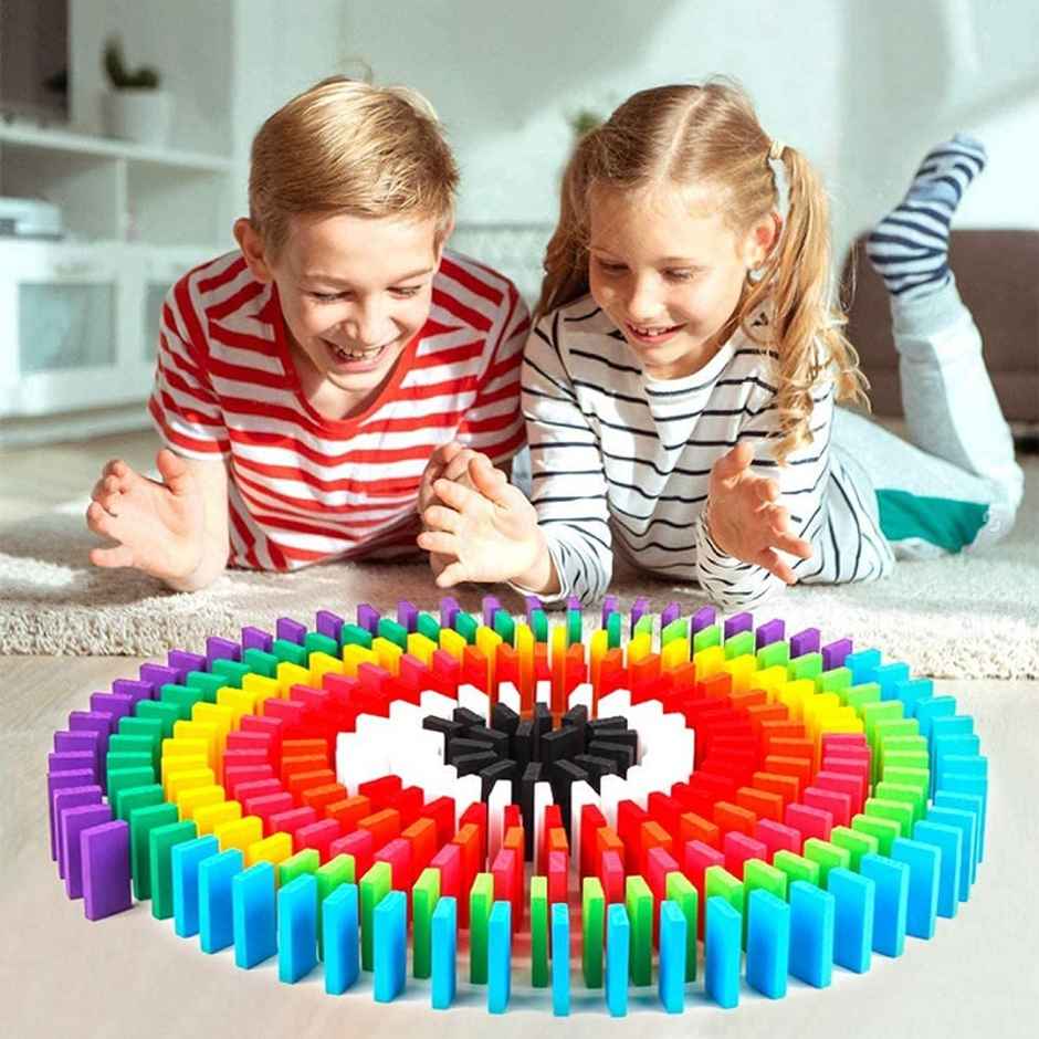 Fablue 100 Pcs Colorful Domino Block Set for Kids - Learning and Educational Toy for Kids 