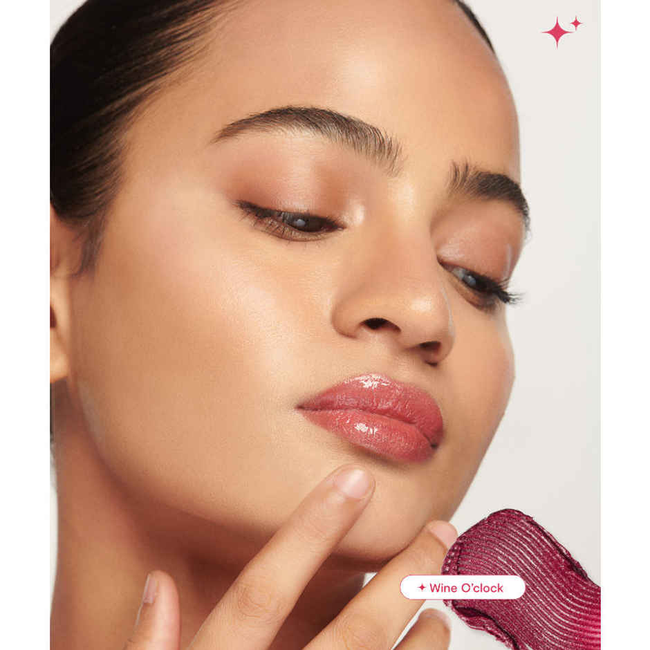 Gush Beauty Glaze Lip Oil Gloss | High Shine & Hydrating Mauve Gloss | Wine o clock | Mauve Gloss