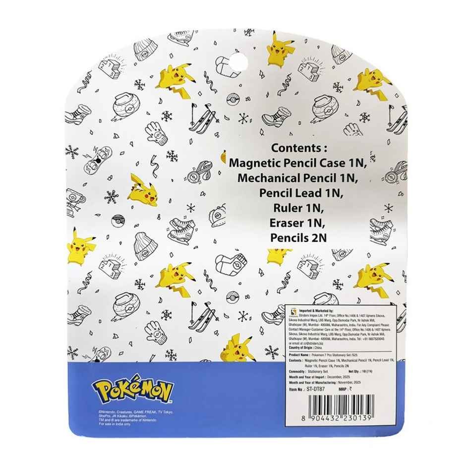 Striders Pokemon School Supplies Set | Pen, Pencils, Ruler, Rubber, Sharpener & Pencil Box