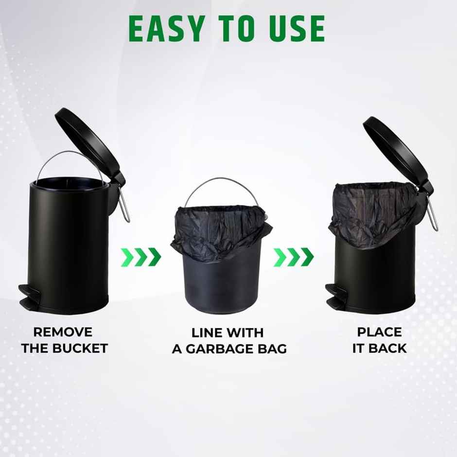 Robustt Stainless Steel Dustbin - 8 L | Black