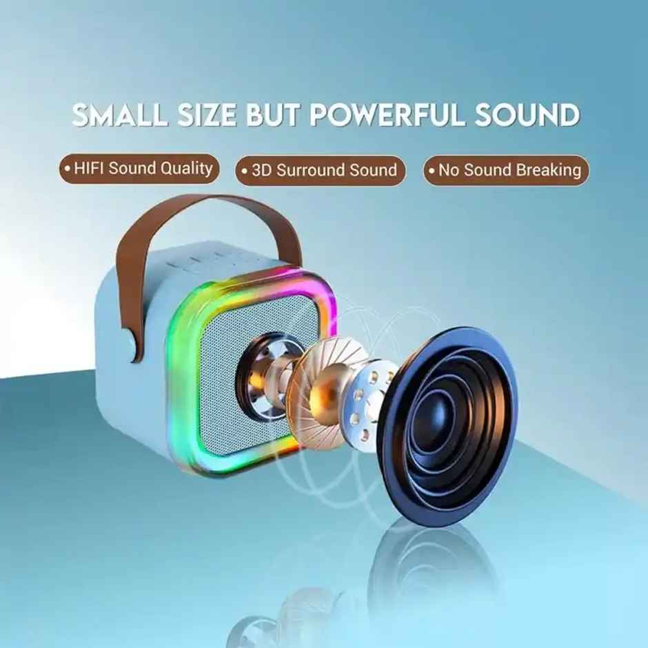 Fablue Mini Karaoke Speaker with Mic Wireless Portable Bluetooth Speaker For Kids Blue Color