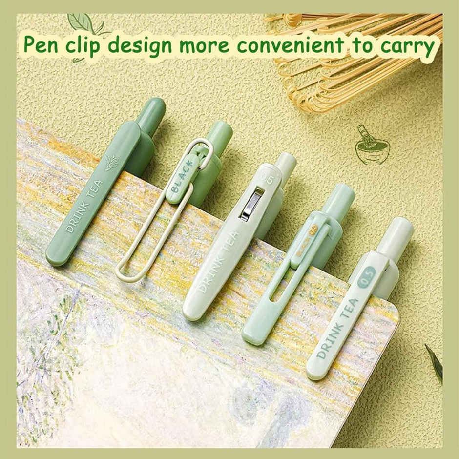 Fablue Green Tea Gel Pen Retractable Quick Dry
