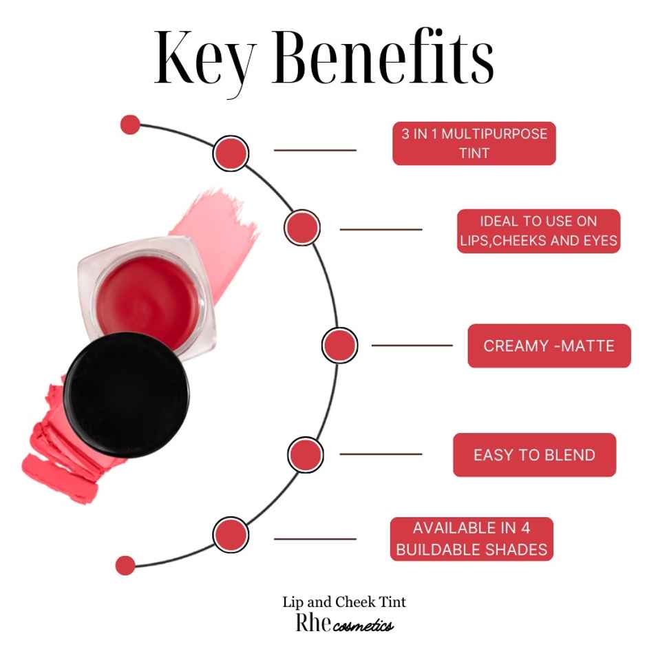 Rhe Cosmetics Lip & Cheek Tint With Vitamin E & Jajoba Oil For Eyelids & Cheek - Brown Elegance