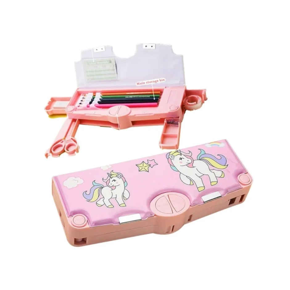 Fablue Multi-Functional Unicorn Pencil Box for Kids | Light Pink