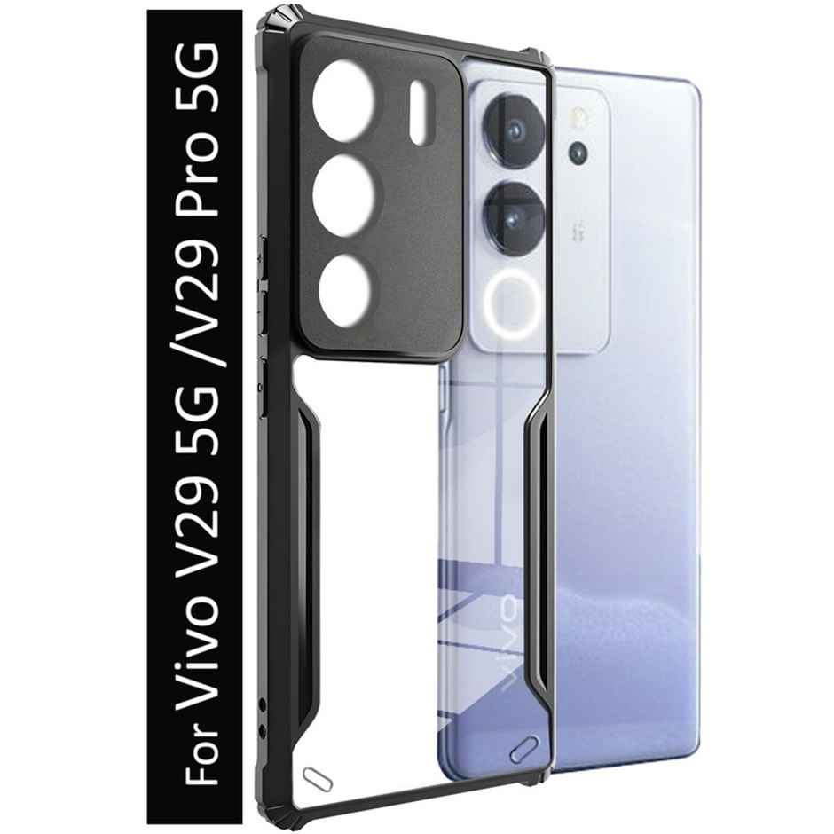 Kwine Case Vivo V29 5G /Vivo V29 Pro 5G Back Cover - Black Bordered Transparent Case