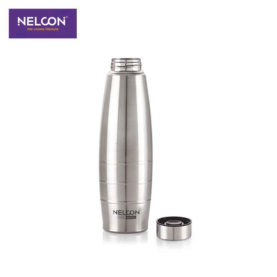Nelcon Silver Eco Stainless Steel Water Bottle | 700 ml | Food Grade Steel | Silver