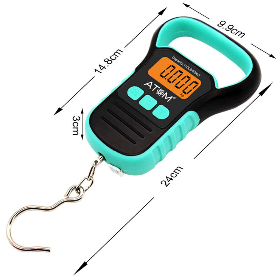 ATOM Aliston A 325 Digital Hanging Scale With Capacity 50 kg | Stainless Steel Hook For Luggage
