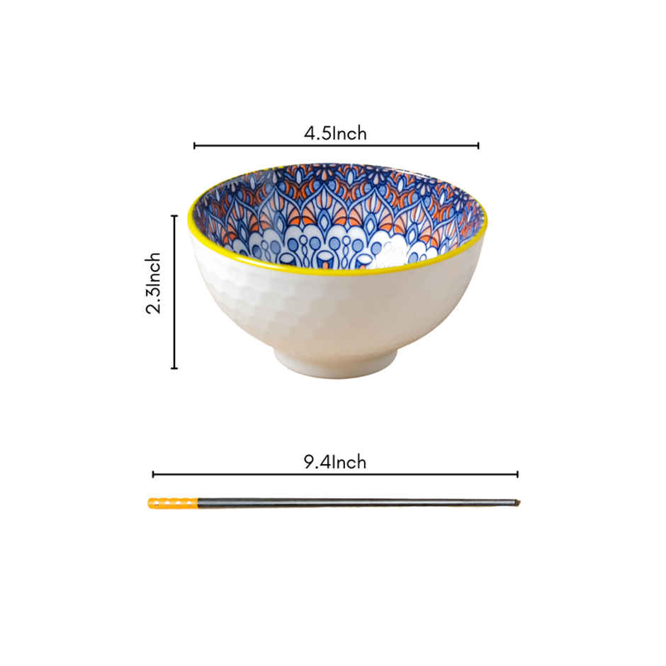 Nestasia Mandala Snack Bowl Set Of 6 With Chopsticks