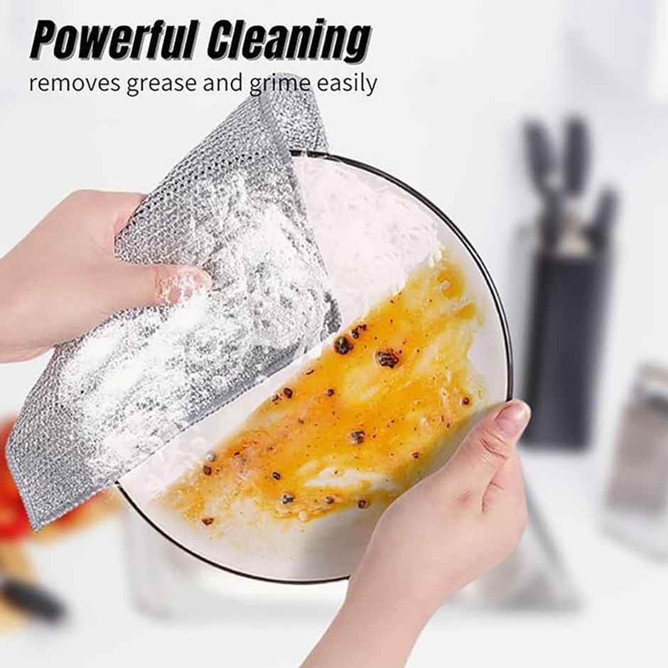 New Dawn Pack of 5 Steel Wire Dish Cloth Non-Scratch Dish Wash Cloth, Stainless Steel Scrubber