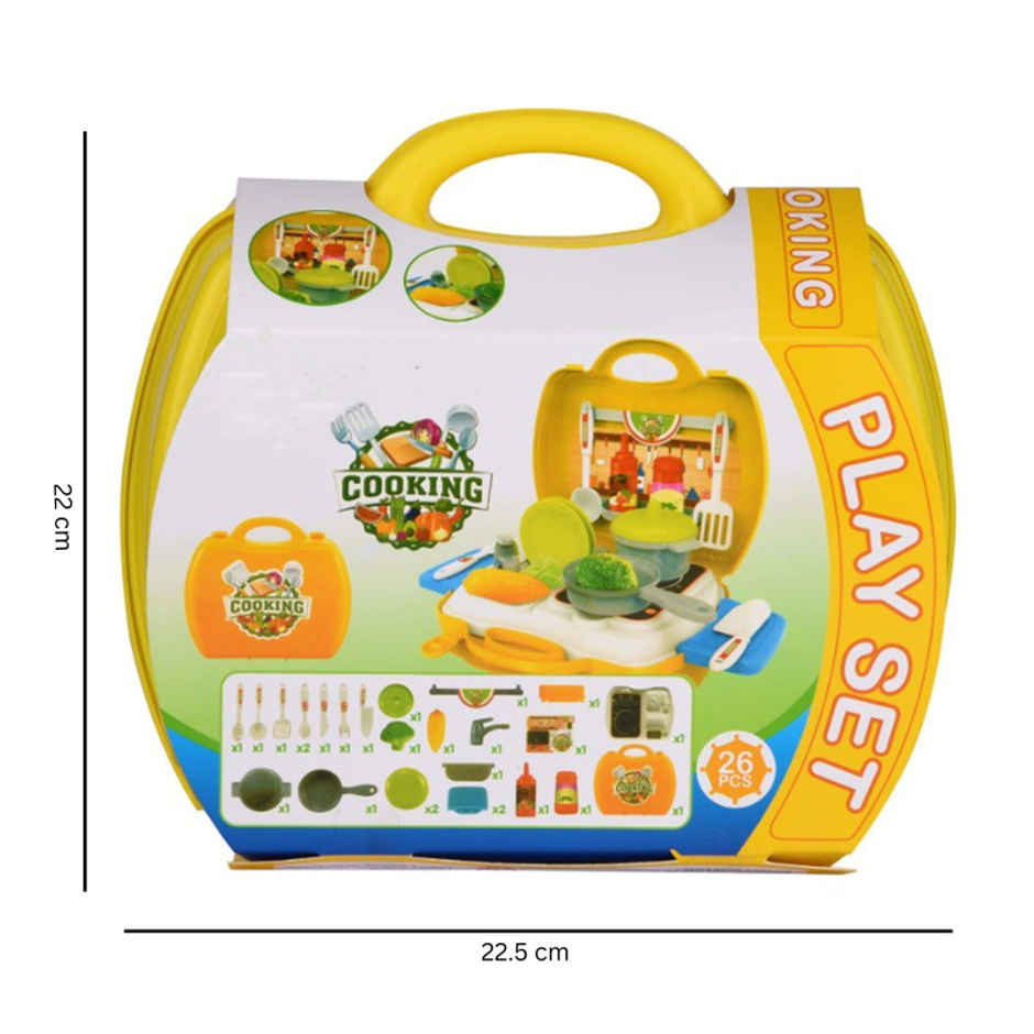 Fablue Portable Luxury Kitchen Play Set Toy For Girls And Kids With Cooking Utensils