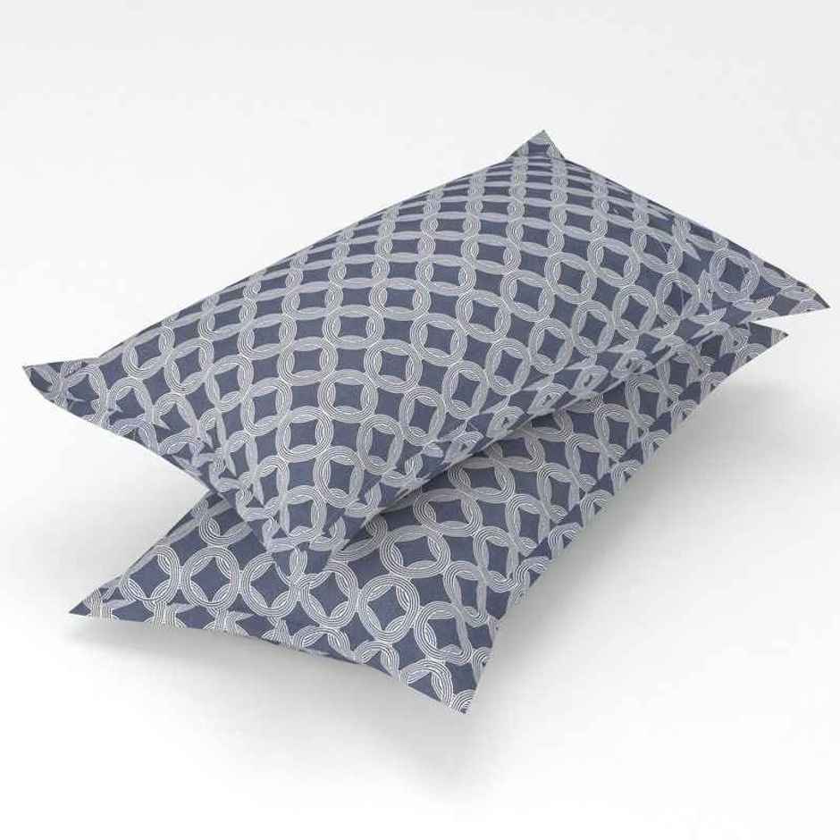 Florida Flyn Elastic Fitted Double PolyCotton Abstract Bedsheet, 2 Pillow Covers | Blue | 72 x 78in