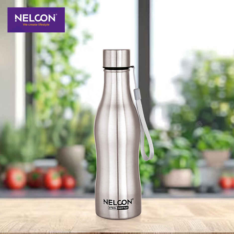 Nelcon Capsule Stainless Steel Single Wall Water Bottle | Silver | 750 ml