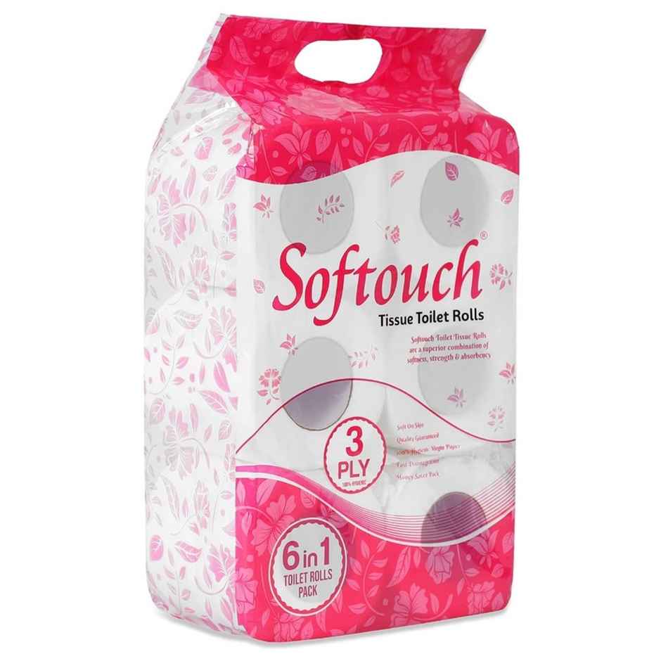 Softouch 3 Ply Toilet Paper Tissue Roll Pack Of 6