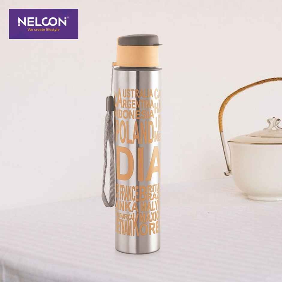 Nelcon Taco 500ml Water Bottle Single Wall, Stainless Steel, Recyclable and leak Proof | Green
