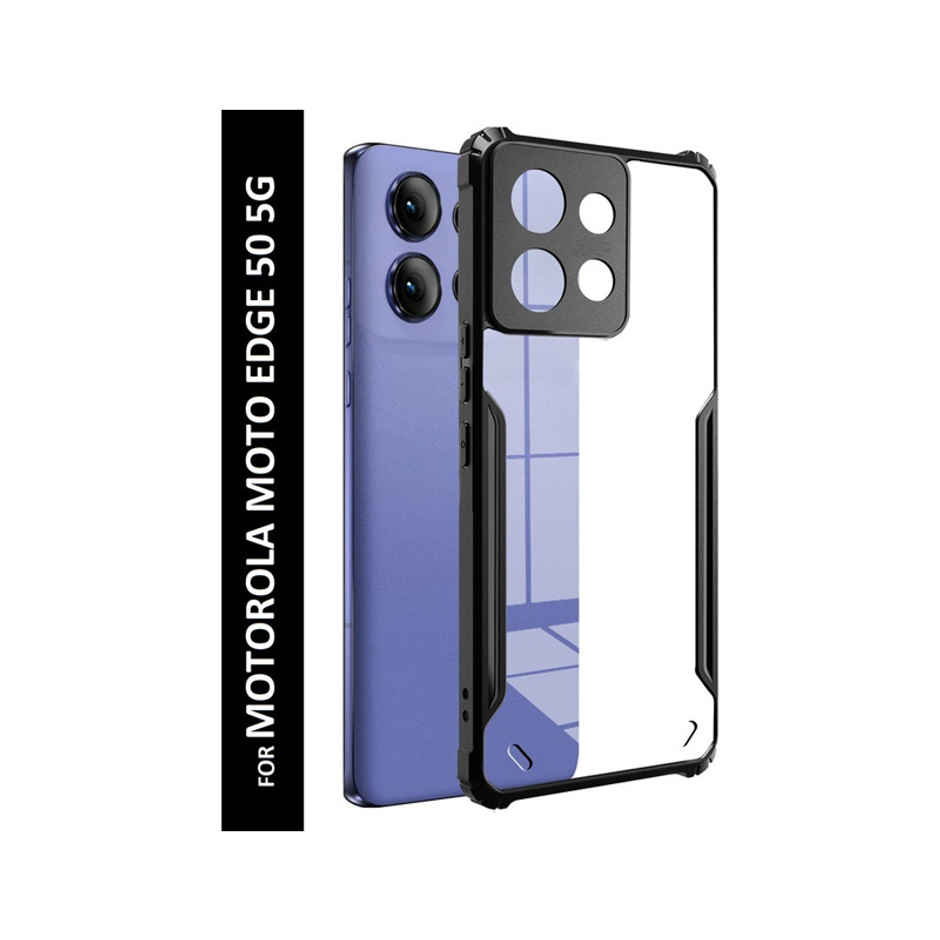 Kwine Case Motorola Moto Edge 50 5G Back Cover - Black Bordered Transparent Case