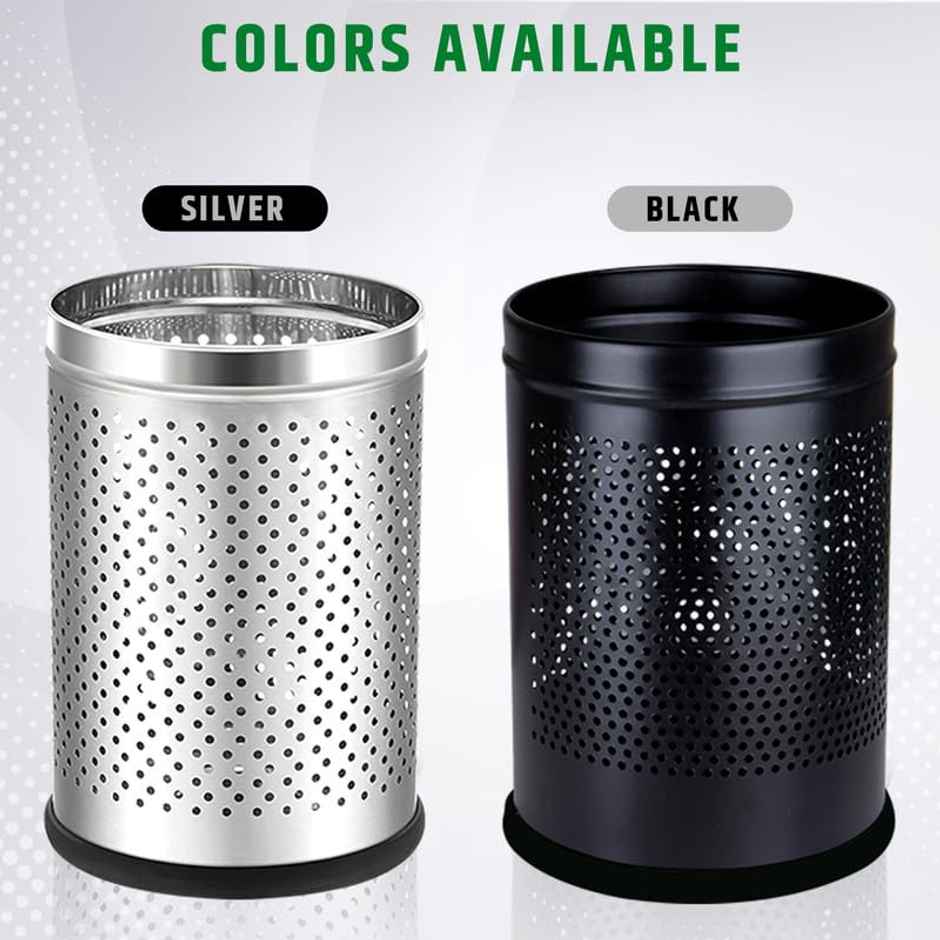 Robustt Stainless Steel Open Top Dustbin Trash Can | Bathroom, Kitchen & Toilet | Black - 6L