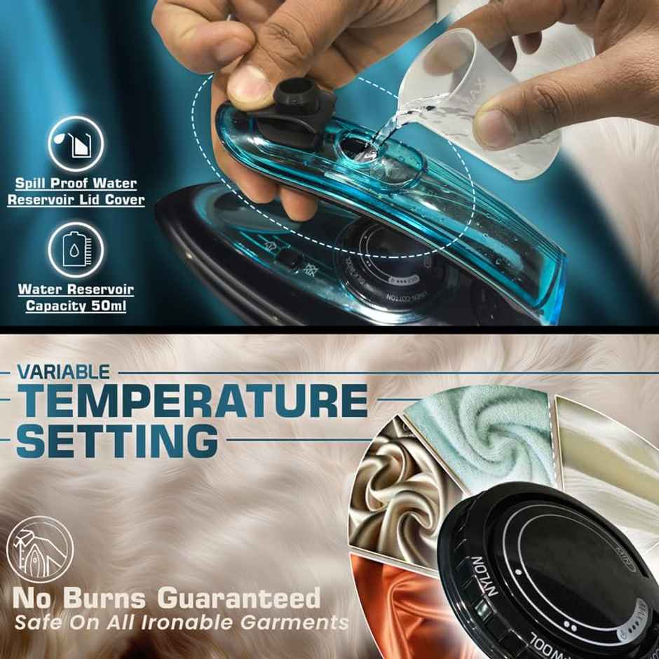 Warmex 2 In 1 Wet And Dry Travel Garment Steam Iron 1100W 2 Steam Nonstick Ceramic Soleplate