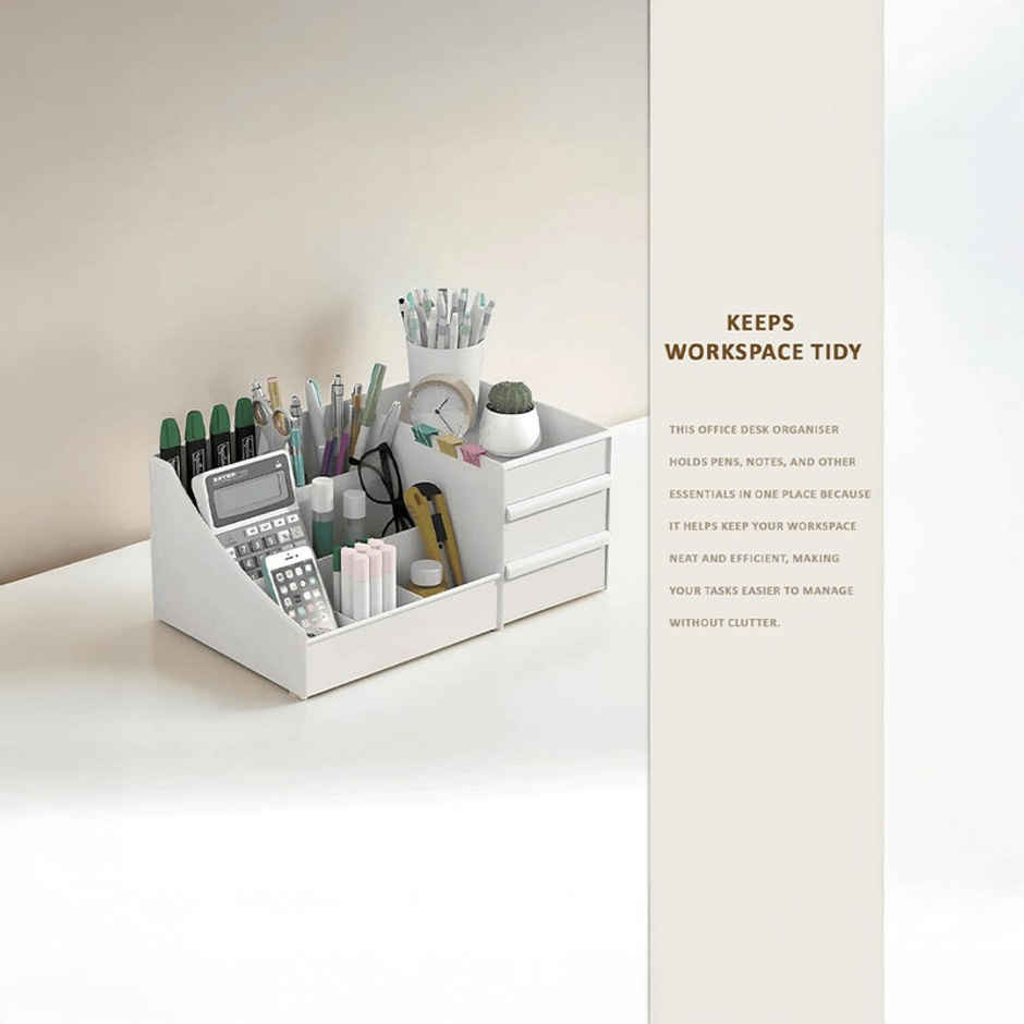 Fablue Plastic Multipurpose Desk Organizer | White