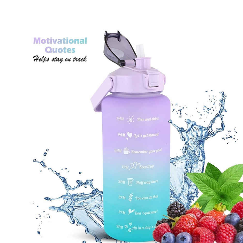 Fablue Plastic Motivational Time Mark Water Bottle | Multicolour