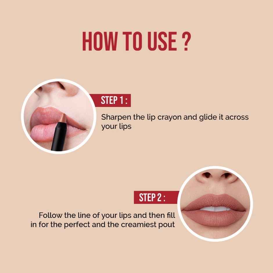 Glam21 Lip Seduction Non- Transfer Crayon Lipstick Creamy Matte Formula | Coffee | 15