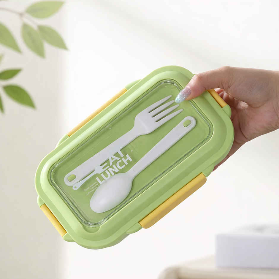 DesignLand Leak Proof 2 Compartment Tiffin Box with Spoon and Fork | Green