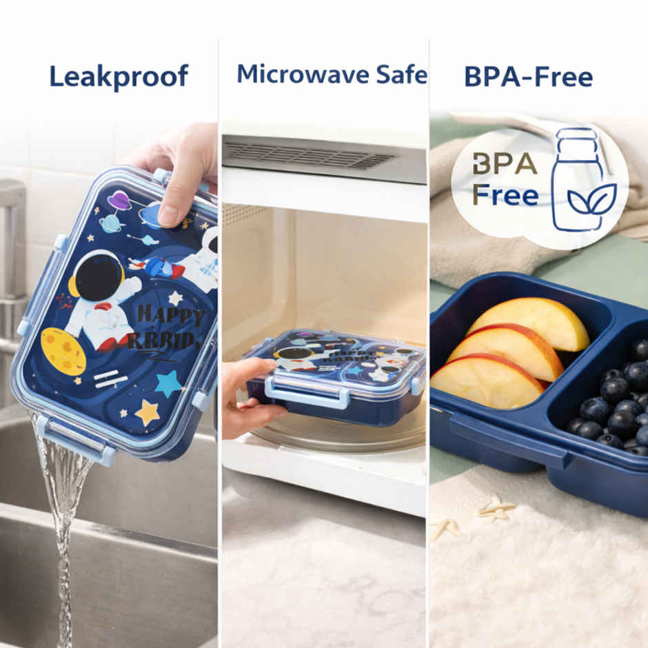 DesignLand Happy Everyday Astronaut Bento Lunch Box | Blue