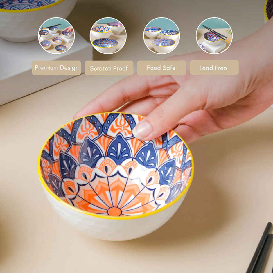 Nestasia Mandala Snack Bowl Set Of 6 With Chopsticks