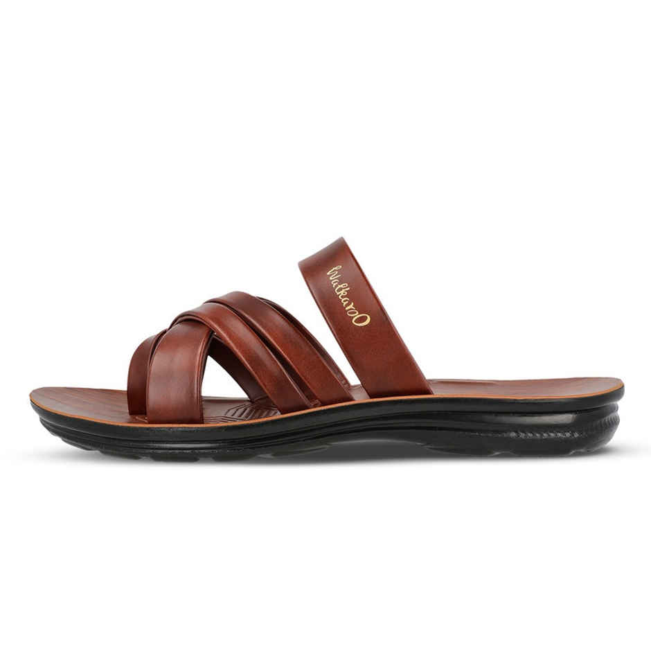 Walkaroo Men's Daily Wear Comfort Sandals - W5687 Dark Brown | UK12