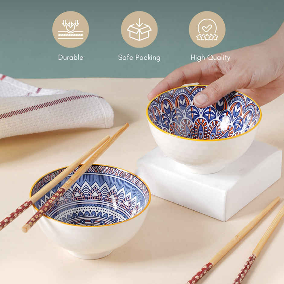 Nestasia Mandala Snack Bowl Set Of 6 With Chopsticks