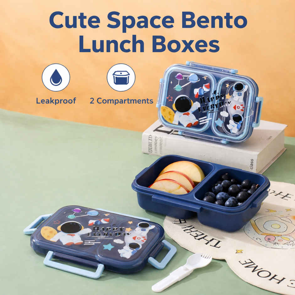 DesignLand Happy Everyday Astronaut Bento Lunch Box | Blue
