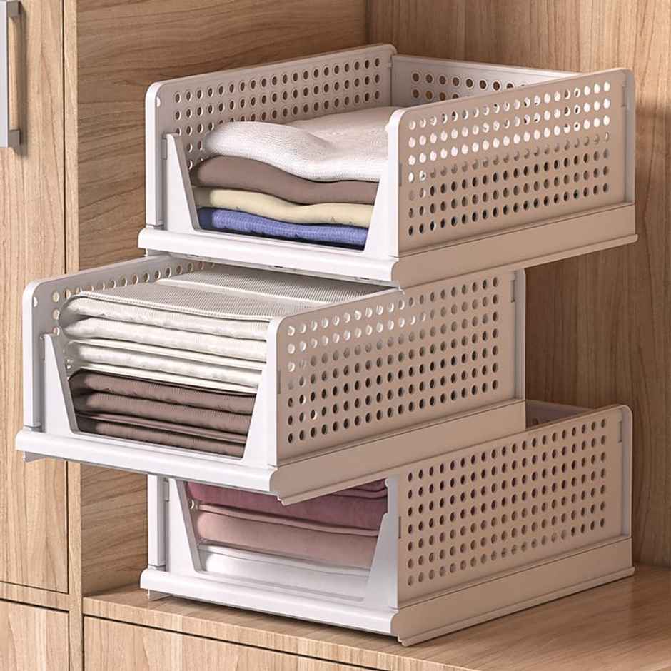 Cheston Stackable White Wardrobe Organizer