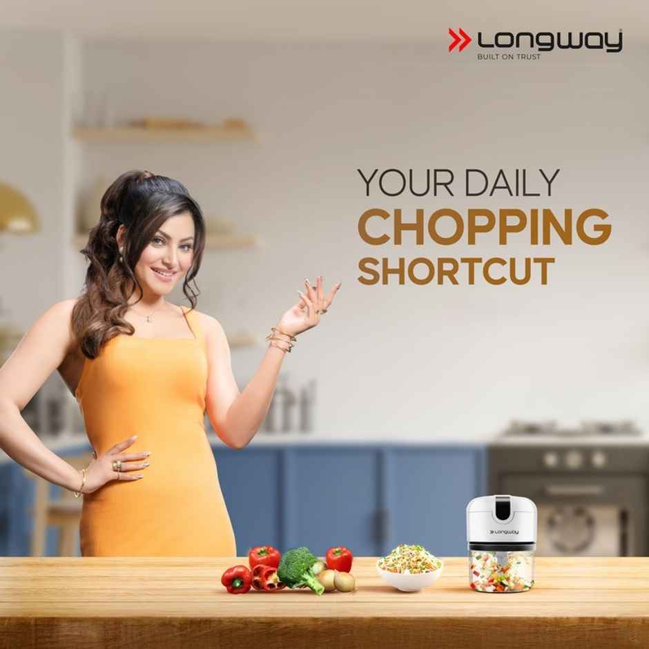 Longway Slicer Rechargeable Mini Electric Chopper | 250ml Food Grade Bowl | White