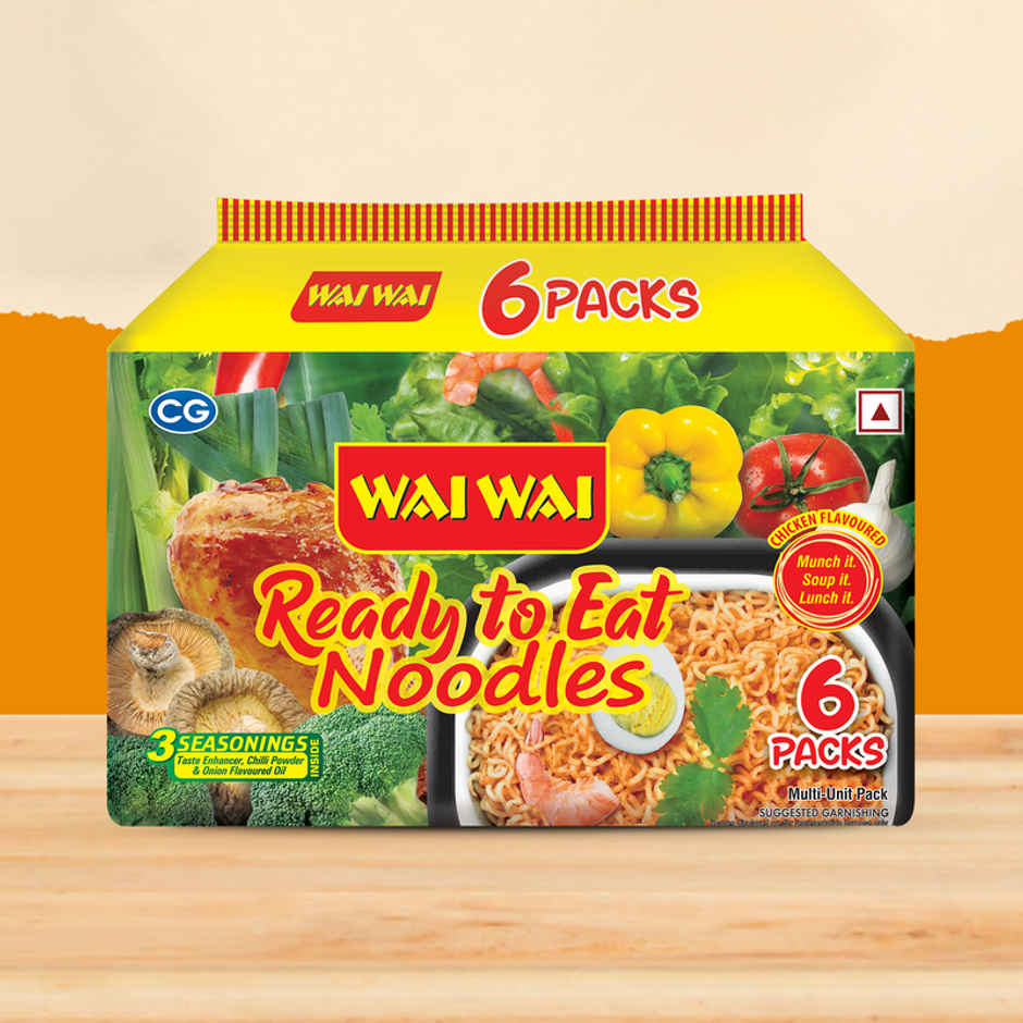 Wai Wai Ready to Eat Noodles, Chicken Masala Pack | 6 in 1