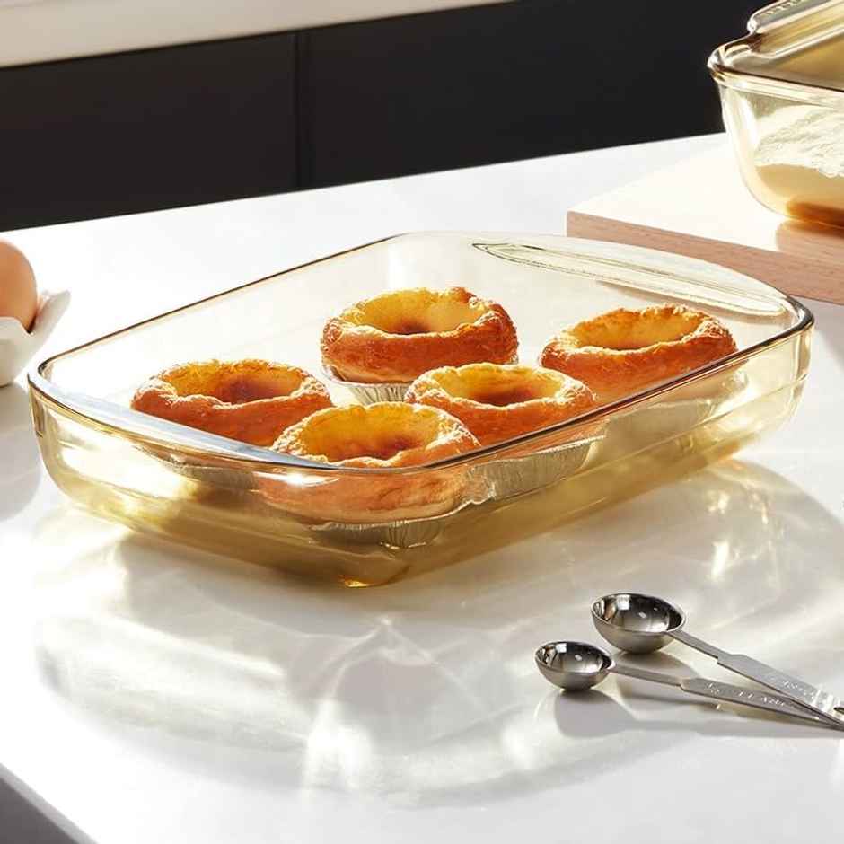 Umai 1600 ml Borosilicate Glass Baking Tray | Transparent Microwave Utensils