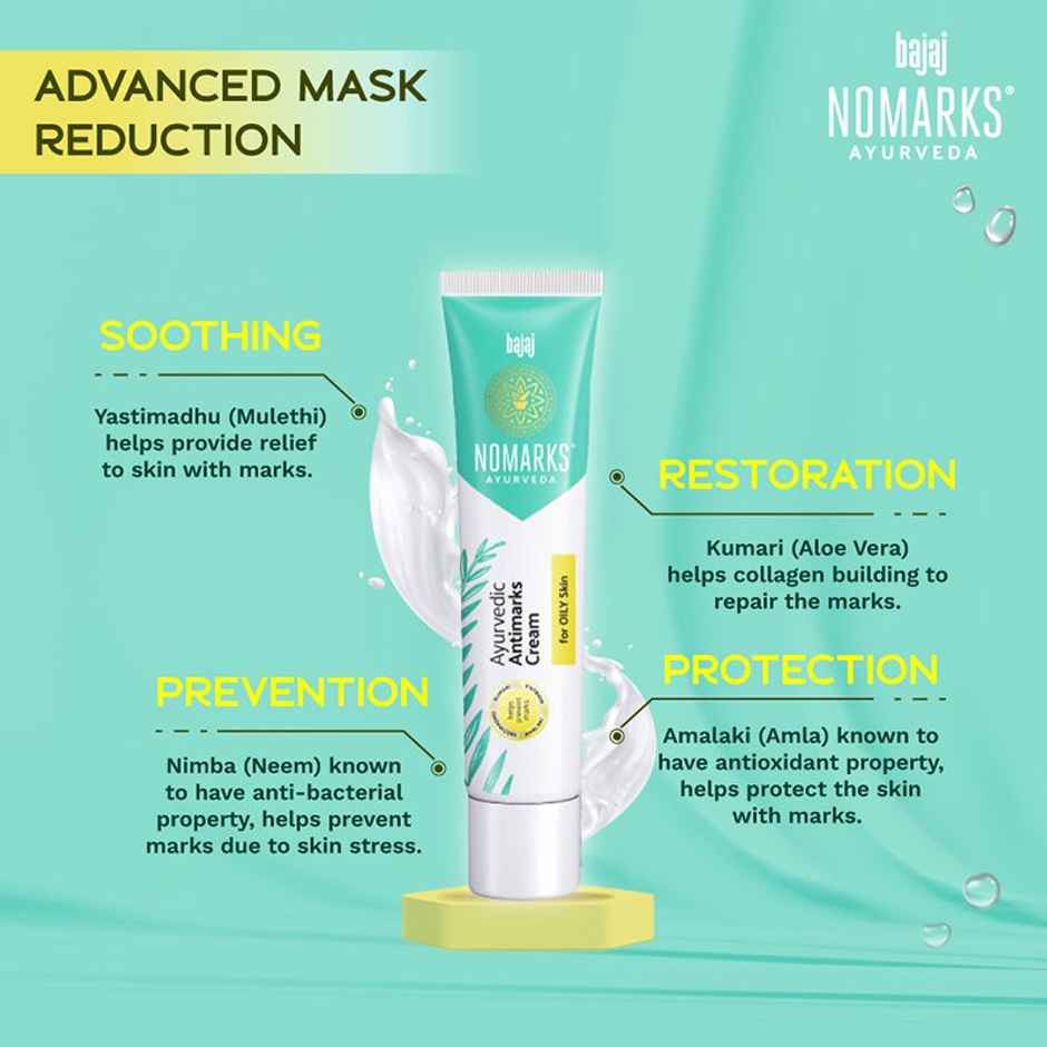 Bajaj Nomarks Ayurvedic Antimarks Cream for Oily Skin Enriched with Antioxidants