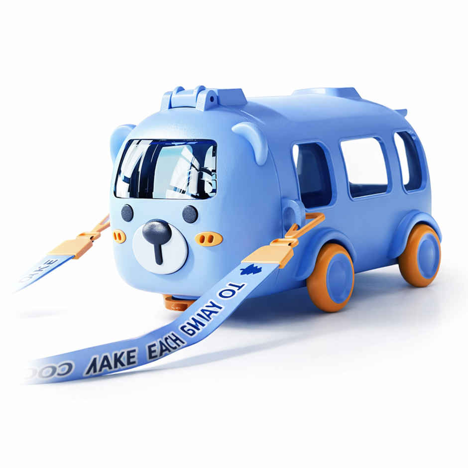 DesignLand Kids Bus Shaped Water Bottle with Sipper | Blue - 500 ml